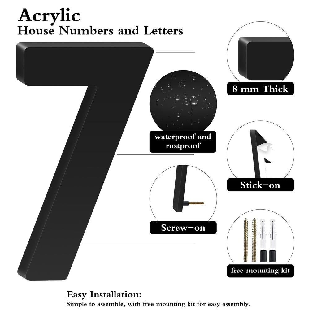 28 Inch Floating Acrylic House Numbers Letters, Adhesive Acrylic House Address Numbers for Outside, Modern Black