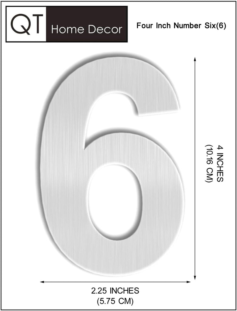 4 Inch Floating House Number 6/9 - Brushed 304 Stainless