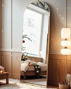 Arched Mirror - Full Length, Standing Or Wall Mounted, 58"18", Aluminum Frame - Gold