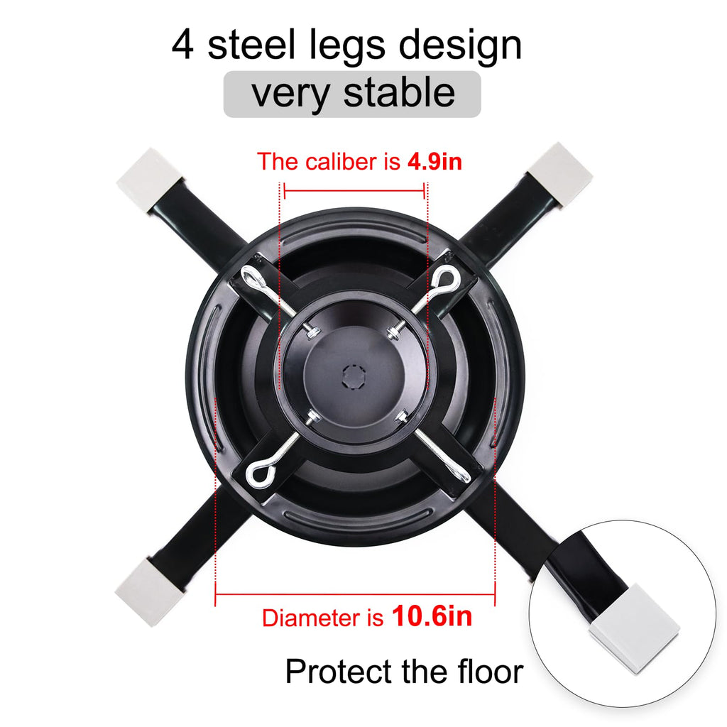 Large Real Christmas Tree Stand for Live Tree, Metal Christmas Tree Base Stand Fits for 2-Inch to 4.8-Inch