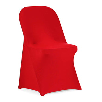 Stretch Spandex Folding Chair Cover for Wedding Party Dining Banquet Event (Red, 12pcs)