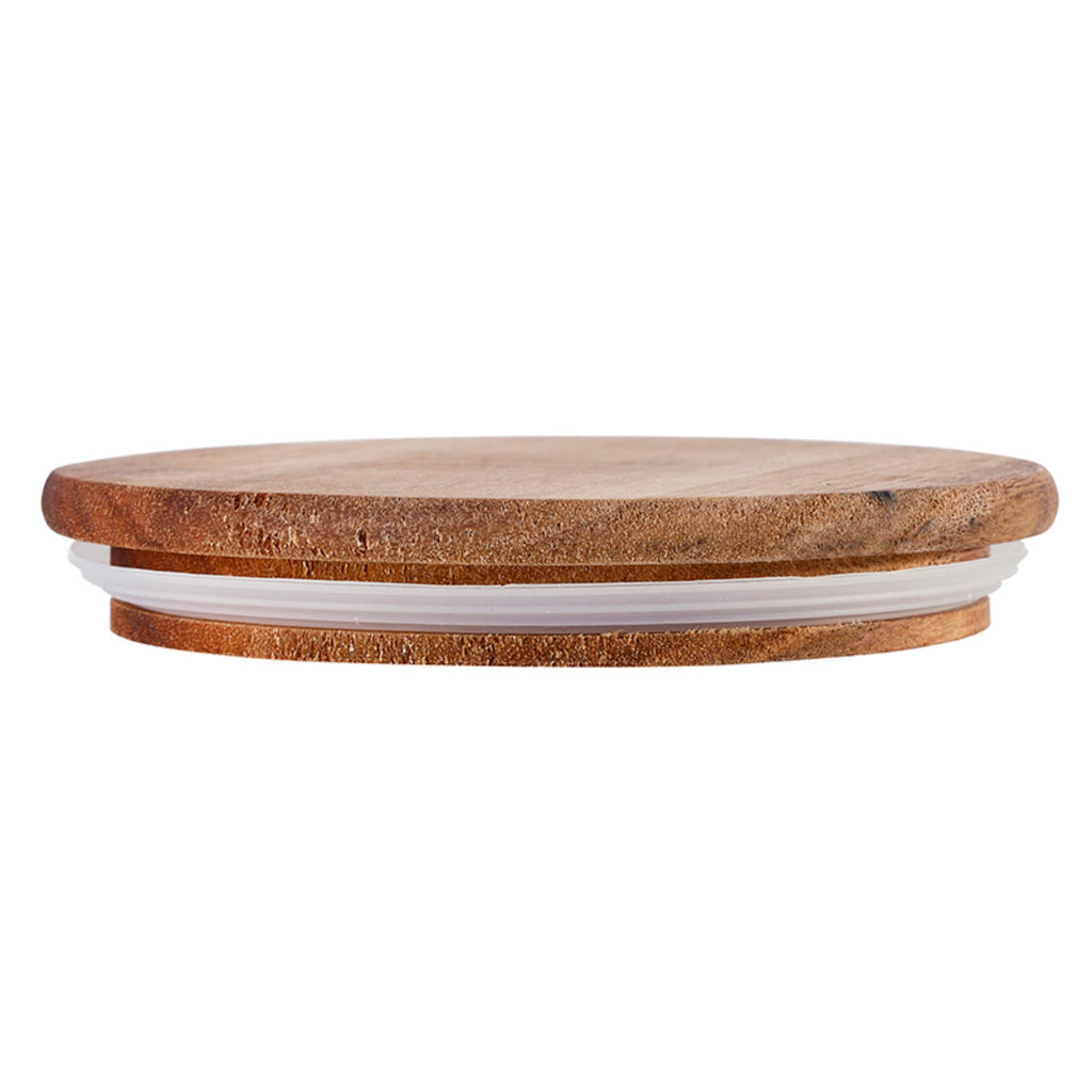 Canisters - Ceramic Canister with Airtight Acacia Wood Lid, 4.75" x 5", Tea