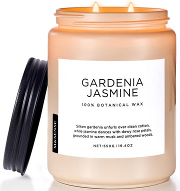 Large Gardenia Jasmine Home Scented Candles, 19.4oz Natural Soy Wax