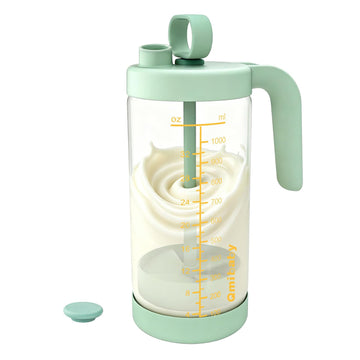 32oz Borosilicate Glass Formula Mixing Pitcher, BPA-Free Leakproof Breastmilk Fridge Storage Container, Wide Mouth