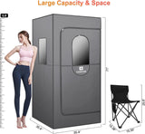 Portable Infrared Sauna for Home, Dry Sauna with 4 Heating Panels and Heated Foot Pad, 1 Person Infrared Sauna Tent Full Size, Remote Control, Indoor Home Spa, 35.4" x 35.4" x 71", Grey A129-B0DL58KWLP