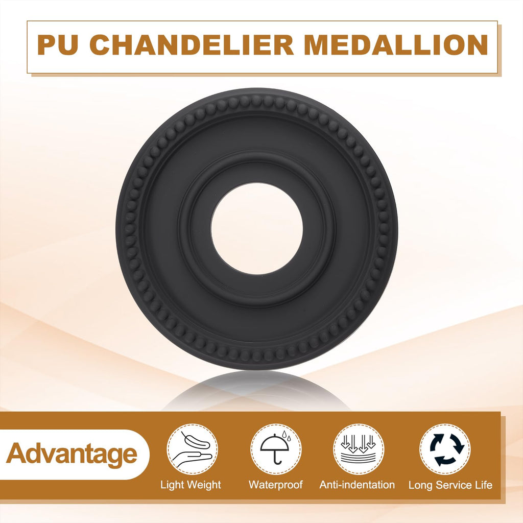 Ceiling Medallion, 12" OD x 4" ID PU Decorative Ceiling Light Medallion Chandelier Medallion Traditional Ceiling