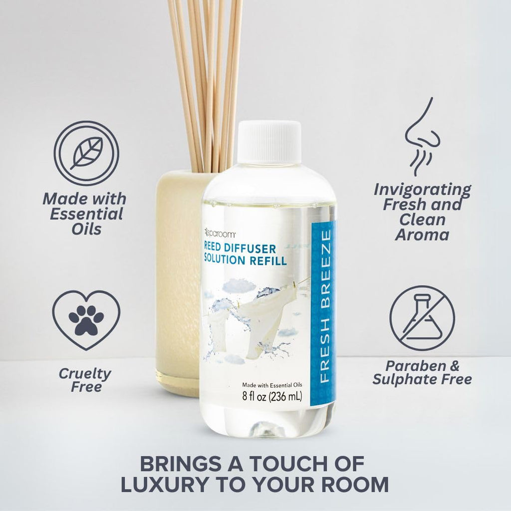 Reed Diffuser Oil Refill - Fresh Breeze Scent, 8oz Air Purifying Aroma for a Light and Open Feel, Ideal s or