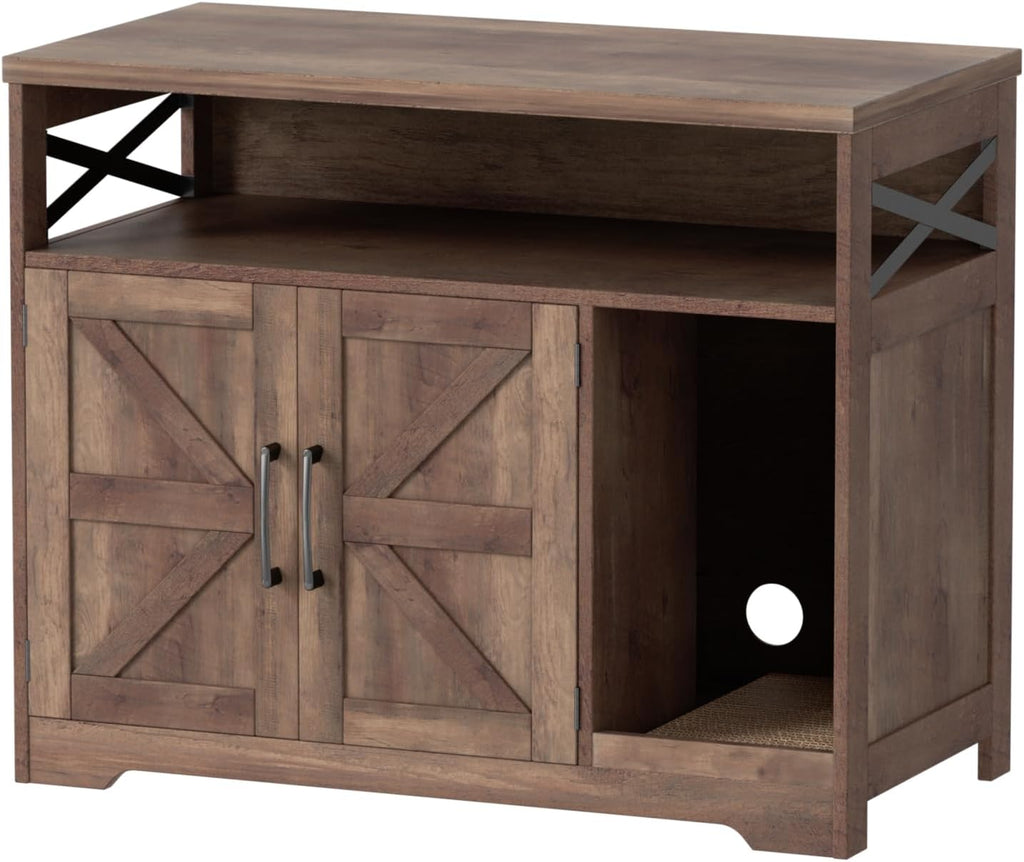 Cat Litter Box Enclosure, Hidden Litter Box with Scratch Pad