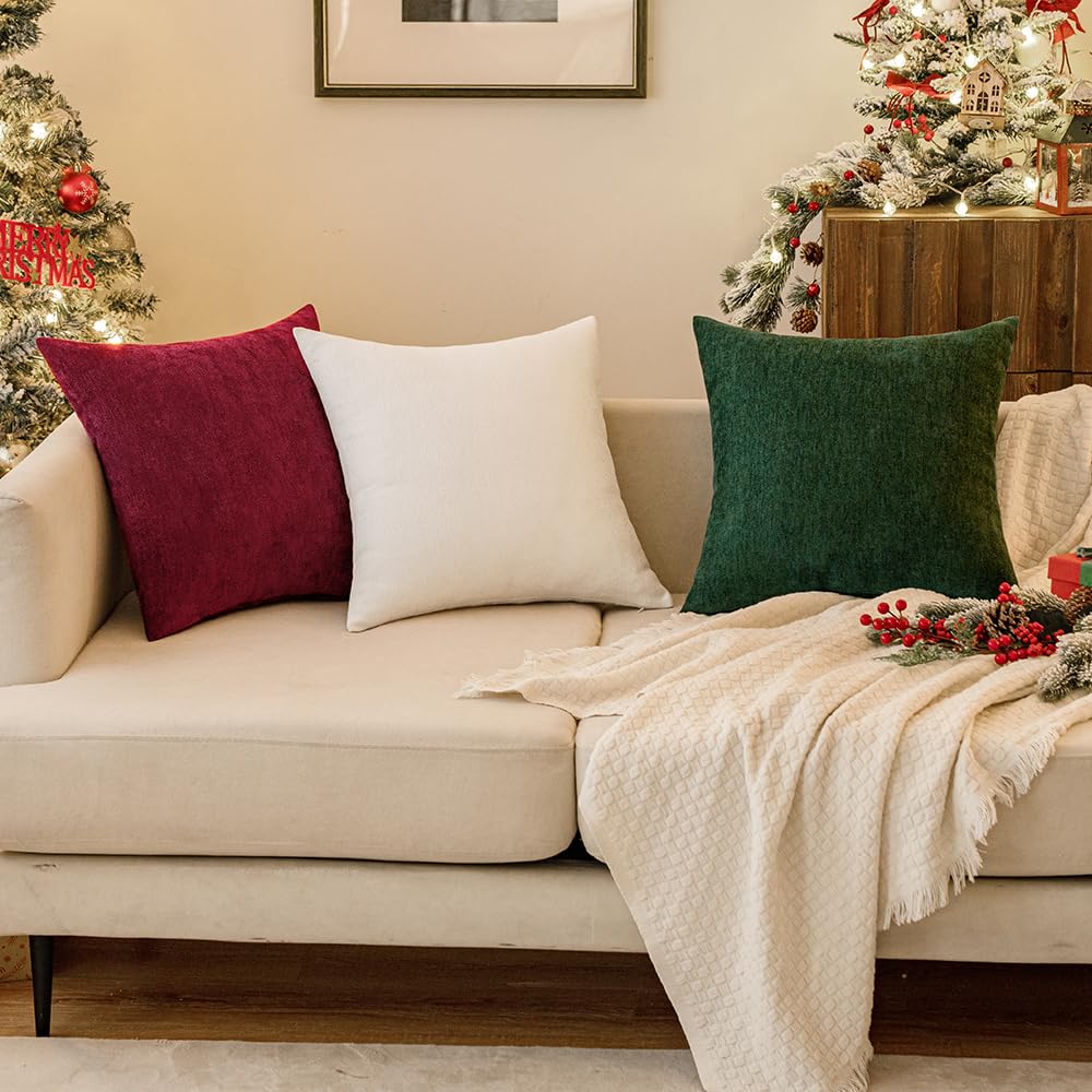 Pack of 2 Pure White Decorative Pillow Covers 20x20 Inch