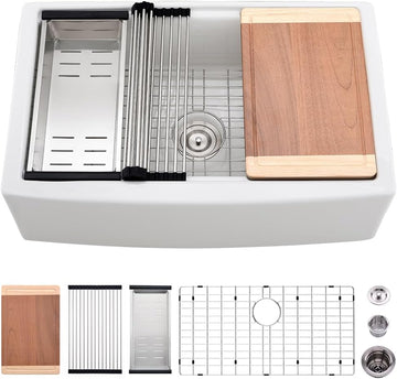 33 White Farmhouse Sink Workstation Apron Front Farm Sink Fireclay | 33x21 White Fireclay Farmhouse Kitchen Sink