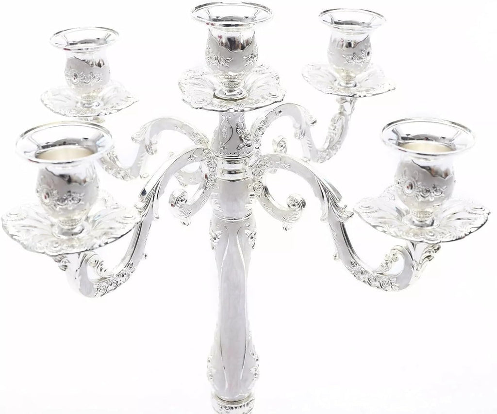 5 Head Metal Vintage Candelabra Centerpieces for Tables Retro Candlestick Holders 14.5 Inch 5 Arms Decorative Pillar