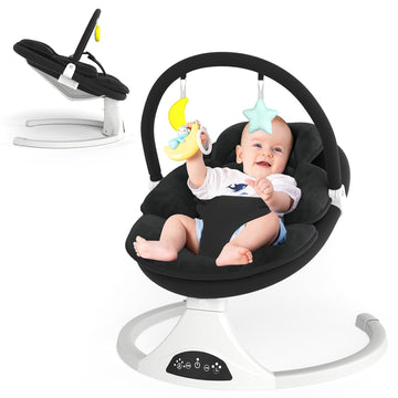 Electric Baby Swing with Remote Control,5 Speed&Portable&Cozy(0,Black