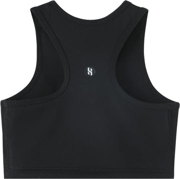 Girls Sports Bra Racerback Crop Tank Top for Kids High Neck Sleeveless Athletic Dance Top Teen