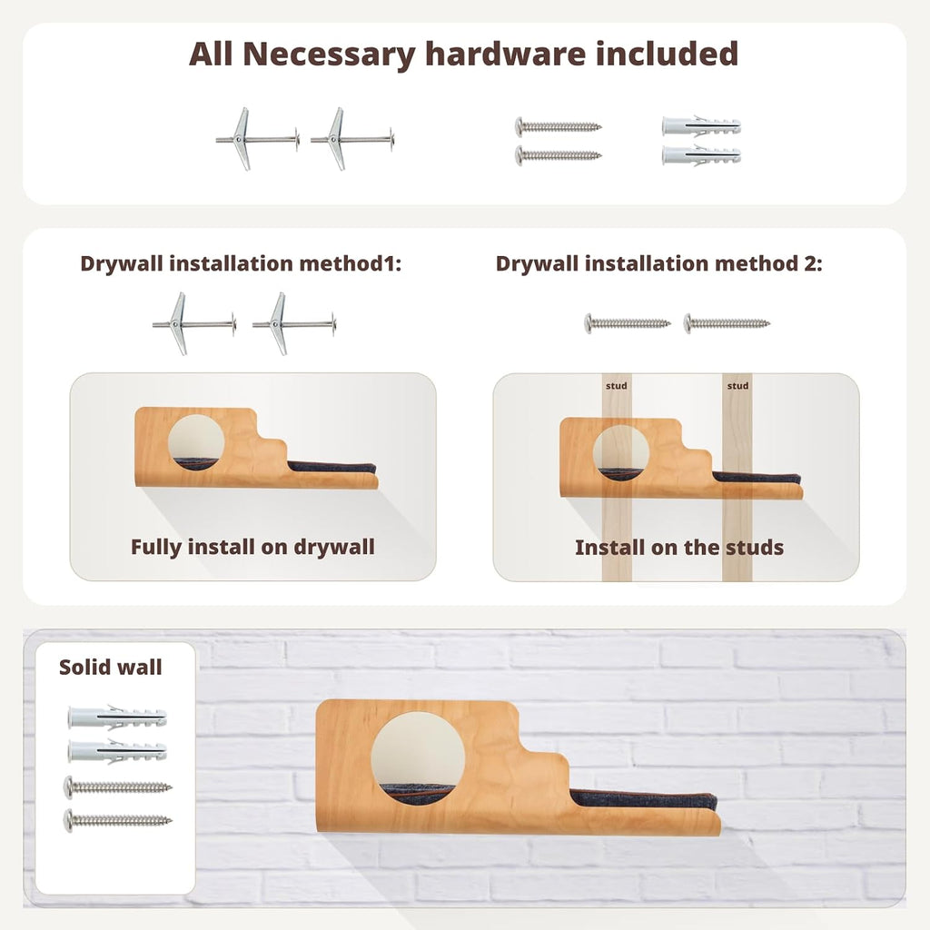 Cat Wall Shelves, Creative Design Cat Shelf with Peephole, 19 x 10 inch Cats Wall Furniture with Comfortable Pad