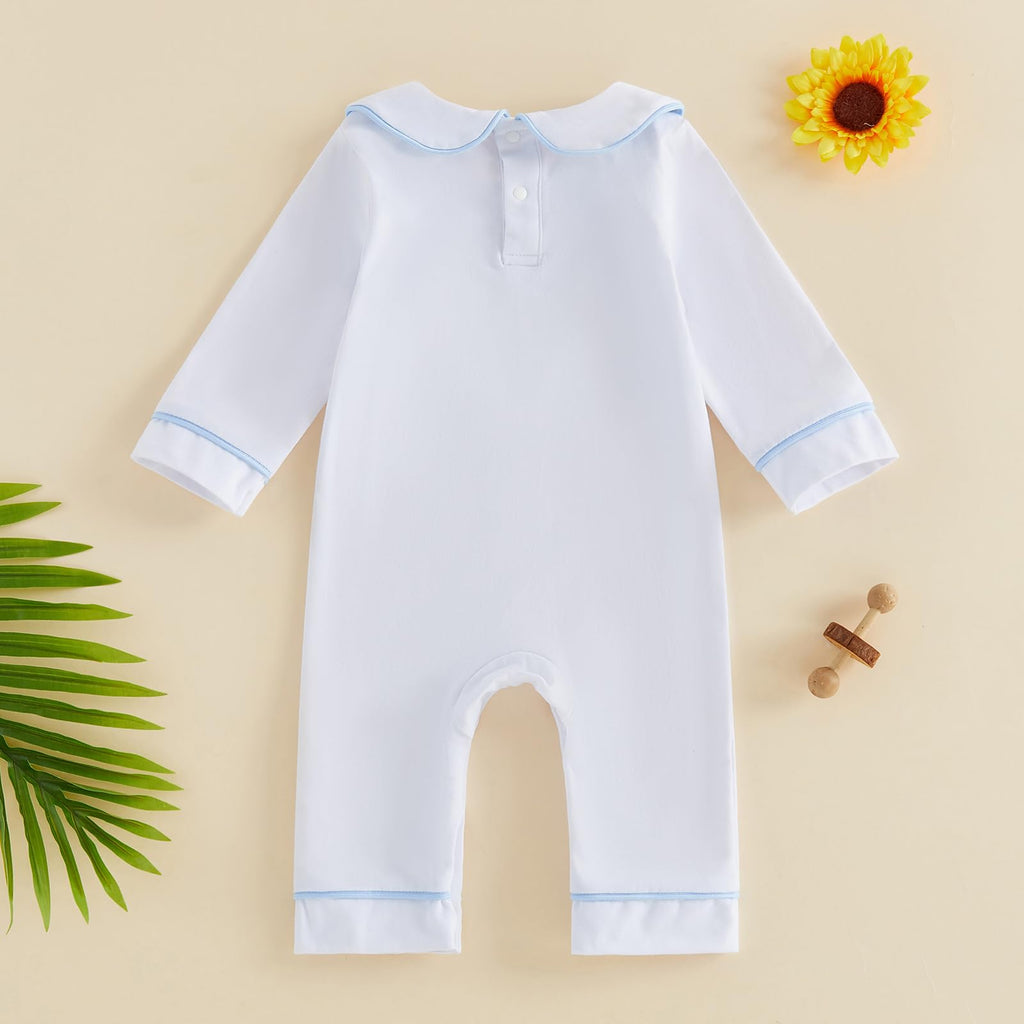 Newborn Baby Girl Boy Clothes Peter Pan Collar Romper Long Sleeve Cotton Neutral Jumpsuit Infant Fall Winter Outfits