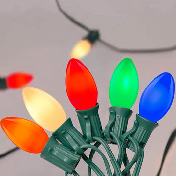 C7 LED Outdoor Christmas Lights, 25ft Vintage Christmas Lights with 27 LED Plastic Colored Bulbs(2 Spare) , Porch