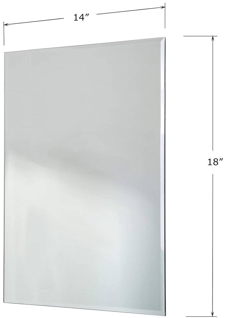 14" x 18" Large Decorative Frameless Beveled Edge Wall Hanging Mirror, Rectangular