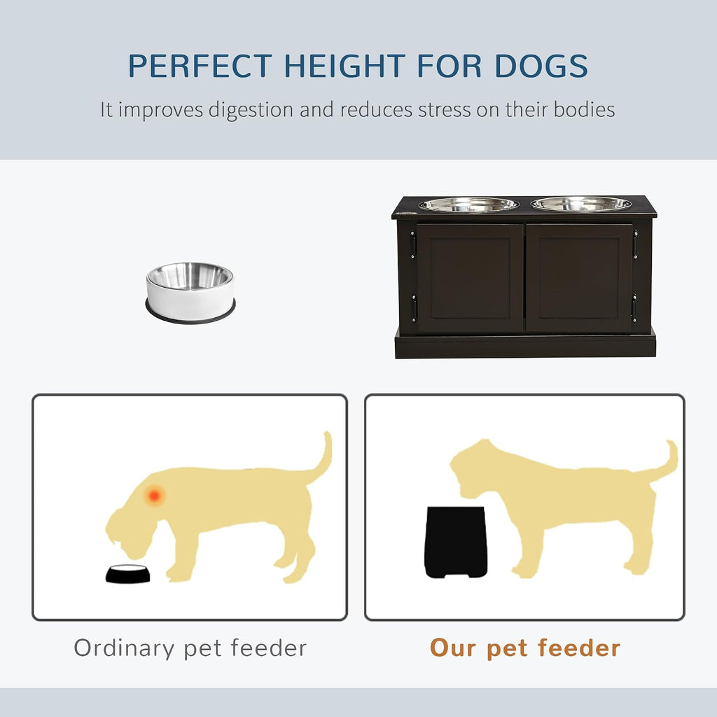 Elevated Dog Bowls for Large Dogs Raised Pet Feeder Station Coffee