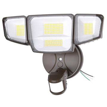 90W Motion Sensor Outdoor Lights, LED Flood Light Outdoor with 4 Adjustable Heads, 6500K Daylight, Dusk to