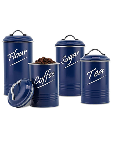 Kitchen Canisters Sets for Countertop-Set of 4, Navy Blue