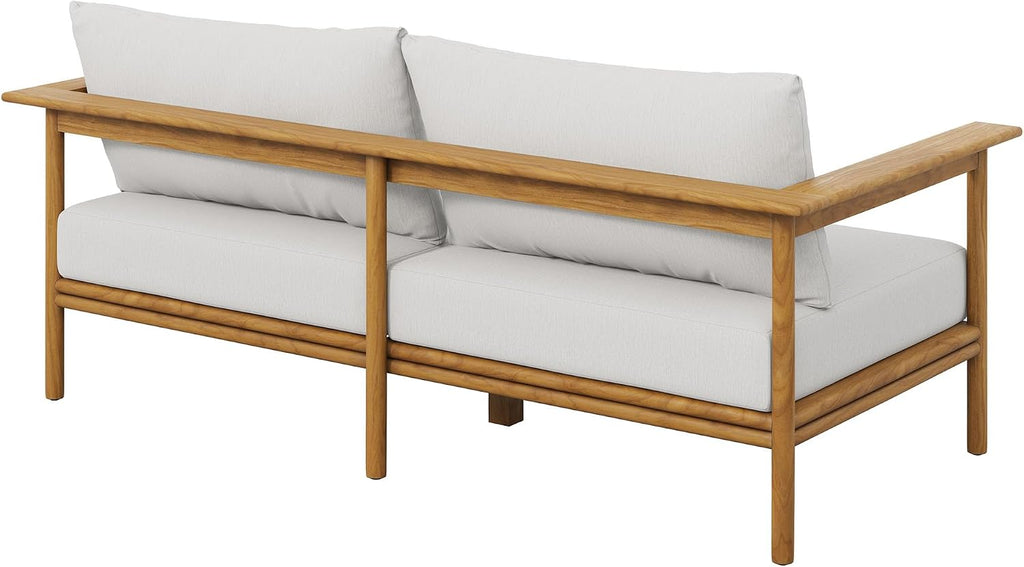 Wren Teak Wood Outdoor Sofa in Natural Sail