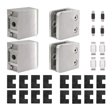 Stainless Steel 316 Marine Grade Square Glass Clamp for Flat Surface Square Tubing & Glass Balustrade, 3/8" or 1/2"