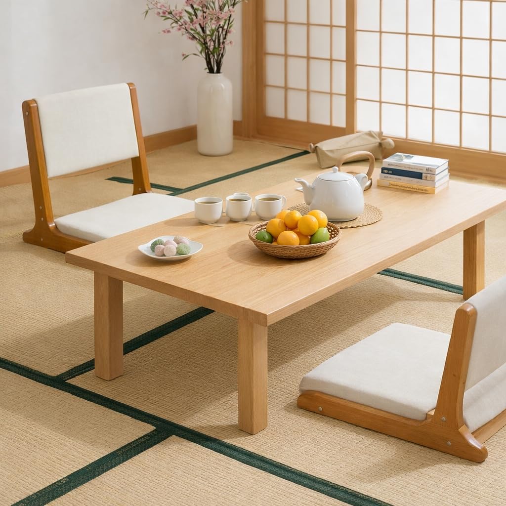 Floor Chair with Back Support, Foldable Japanese Style Floor Chair, Wood Legless Tatami Chair with Cushion, Accent
