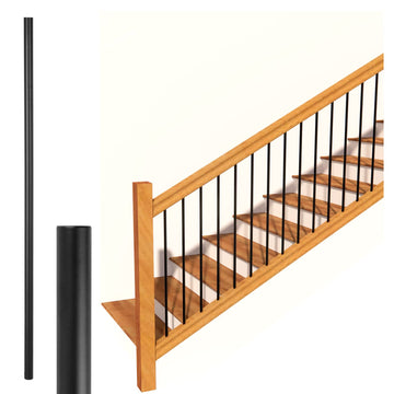 S15- Iron Stair Balusters 5/8" Round x 44" Long, Wrought Stair Iron Plain Spindles for Indoor Staircase, Hollow