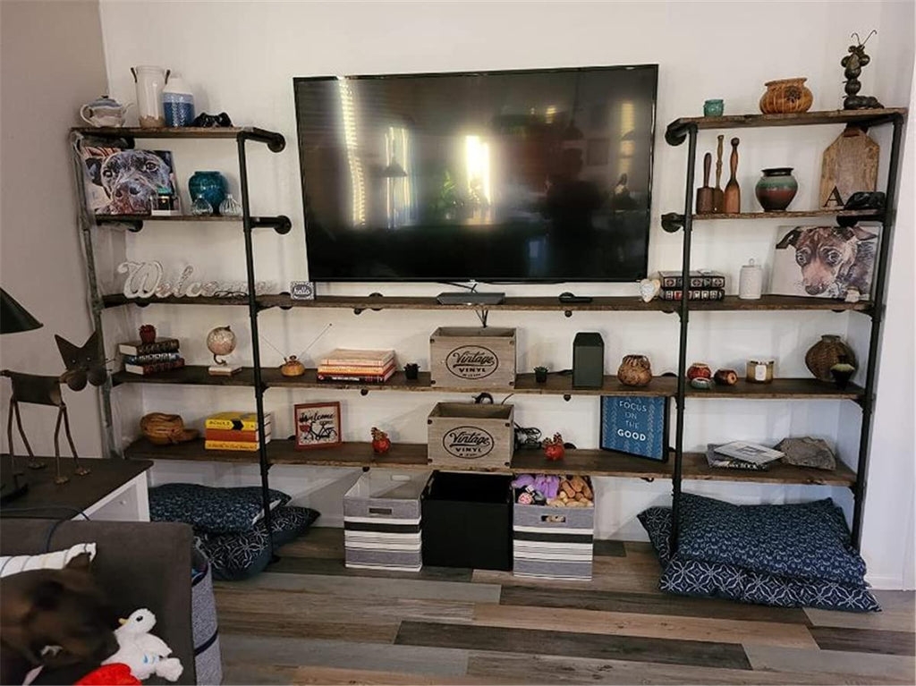 Industrial Wall Mount Iron Pipe Shelf Bracket, Retro DIY Open Bookshelf, Storage Shelves, Ceiling hung Shelves Kitchen
