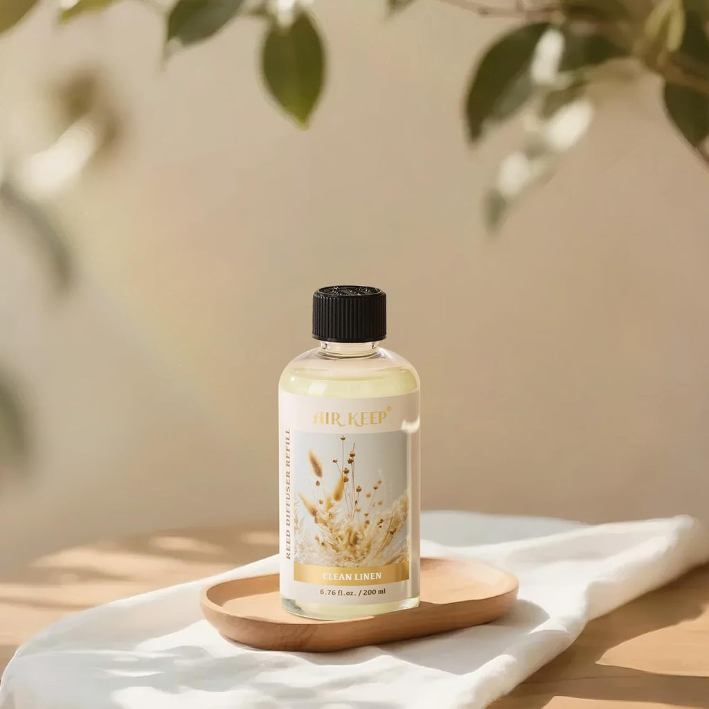 Reed Diffuser Oil Refill with Diffuser Sticks, 6.76 Fl Oz(200ml) Clean Linen Scented Oils, Aroma Therapy, Home