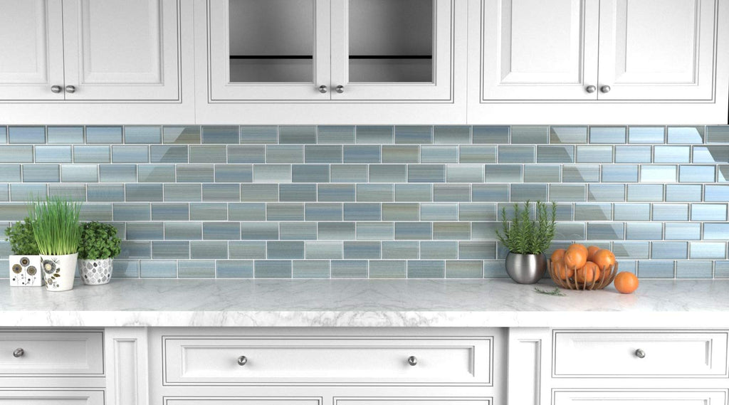 Wintermoss Glass Subway Tile Backsplash or Bathroom, 3x6