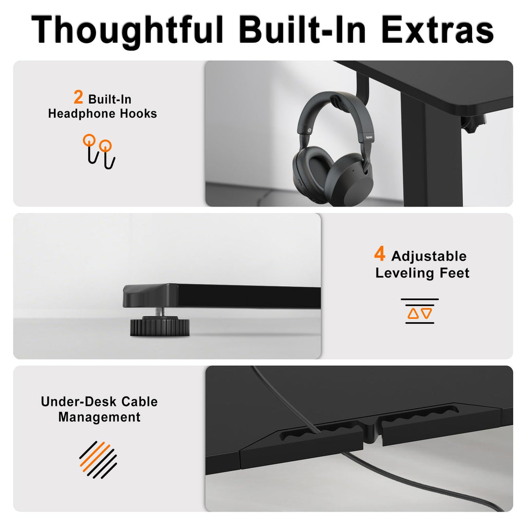 55 Inch Height Adjustable Standing Desk, Black
