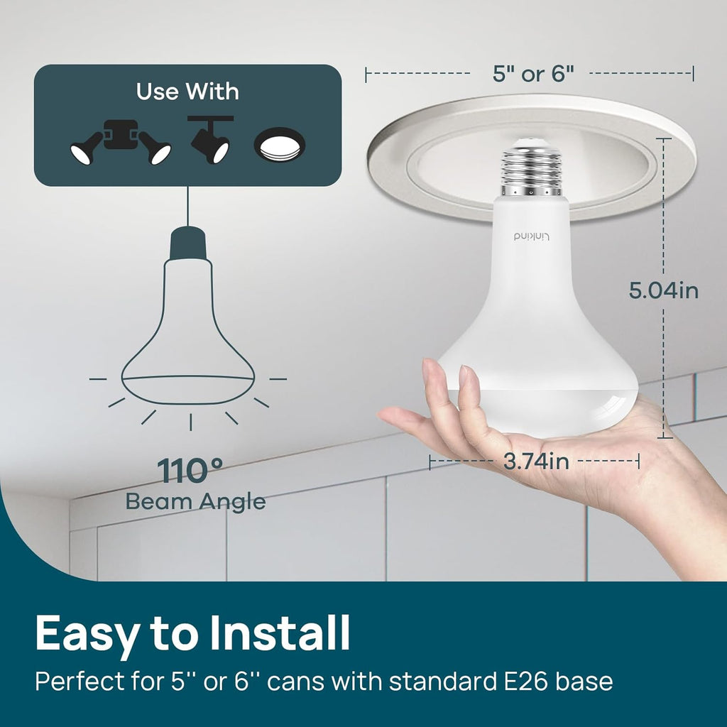 BR30 LED Flood Light Bulbs Indoor, 10W=65W 850 Lumens 3000K