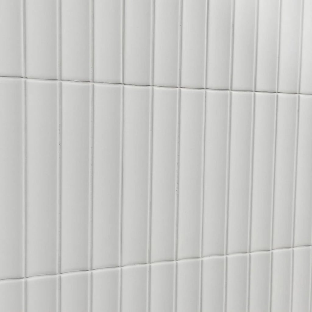 Slate White Ribbed Porcelain Wall Tile 4.5" x 9.1" Matte Finish, Fluted Decorative 3D Wall Tile Backsplash, Bathroom