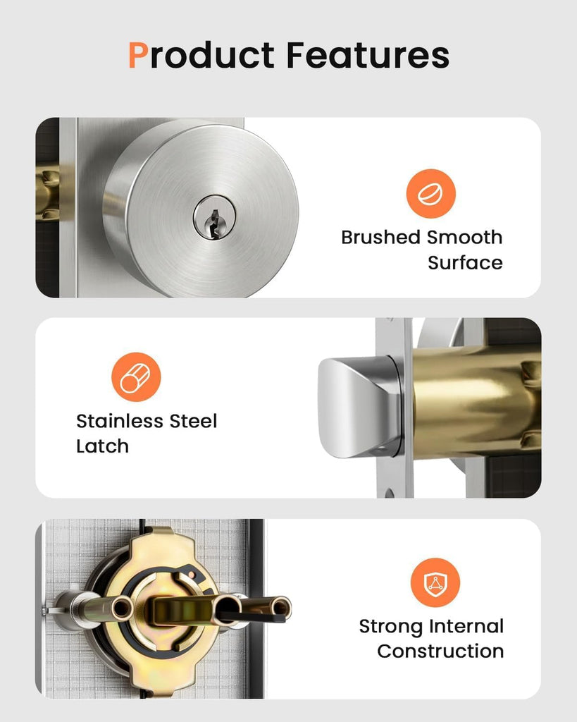 Keyed Alike Brushed Nickel Exterior Door Knob with Deadbolt, 1 Pack