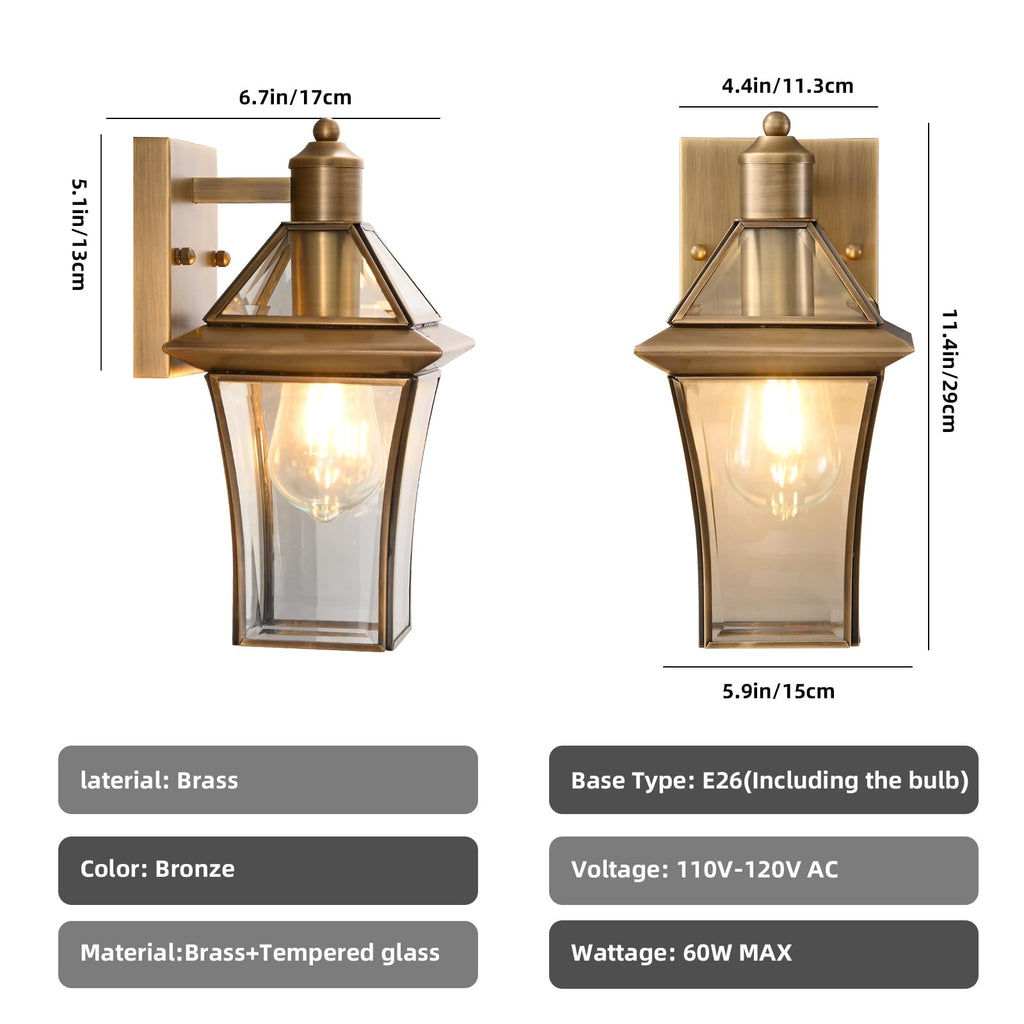 Brass Exterior Sconces, Outdoor Wall Light Fixtures for Front Porch
