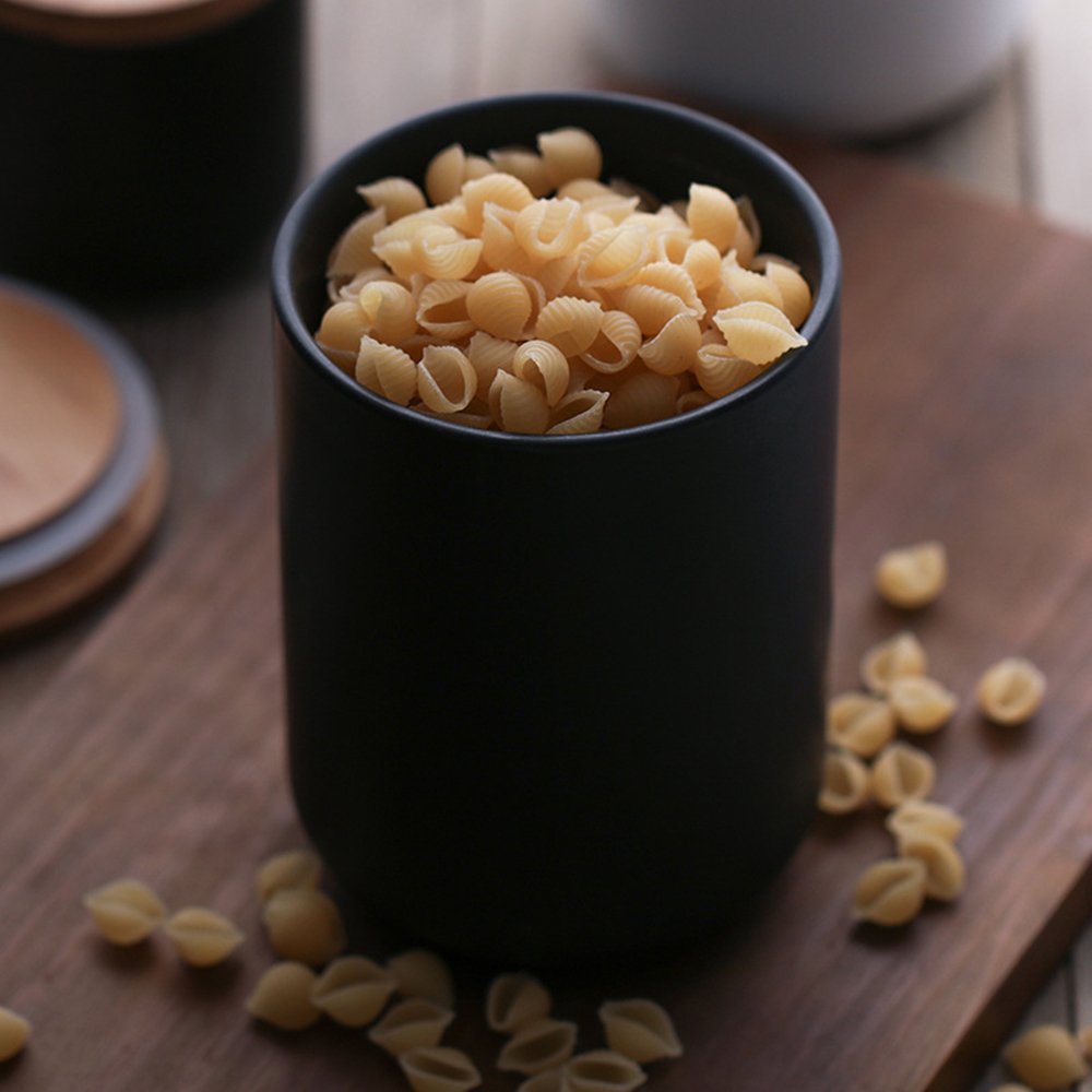 1000ml/34 oz Air Tight Jars Ceramic Storage Containers with Airtight Seal Bamboo Lids Kitchen Canisters for Tea Sugar