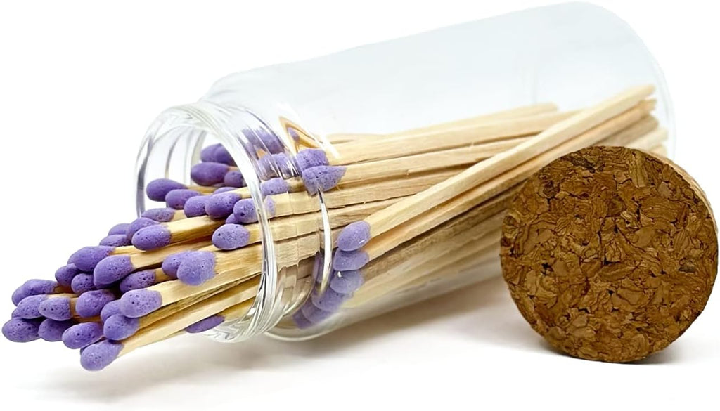 Matches in a Jar | 60+ Matchsticks | Decorative Matchsticks with Strike Pad | Candle Match Holder Long for Fireplace - Set of 60