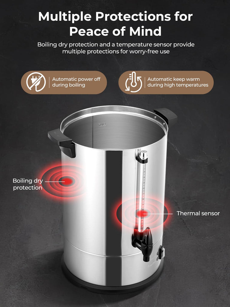 Coffee Urn 150 Cups Commercial, 15L Electric Beverage Dispenser