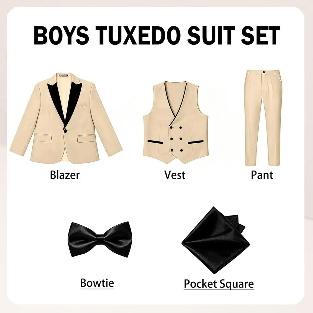 Kids Tuxedo Suits for Boys Slim Fit Wedding Prom Outfit Teen Dresswear Set