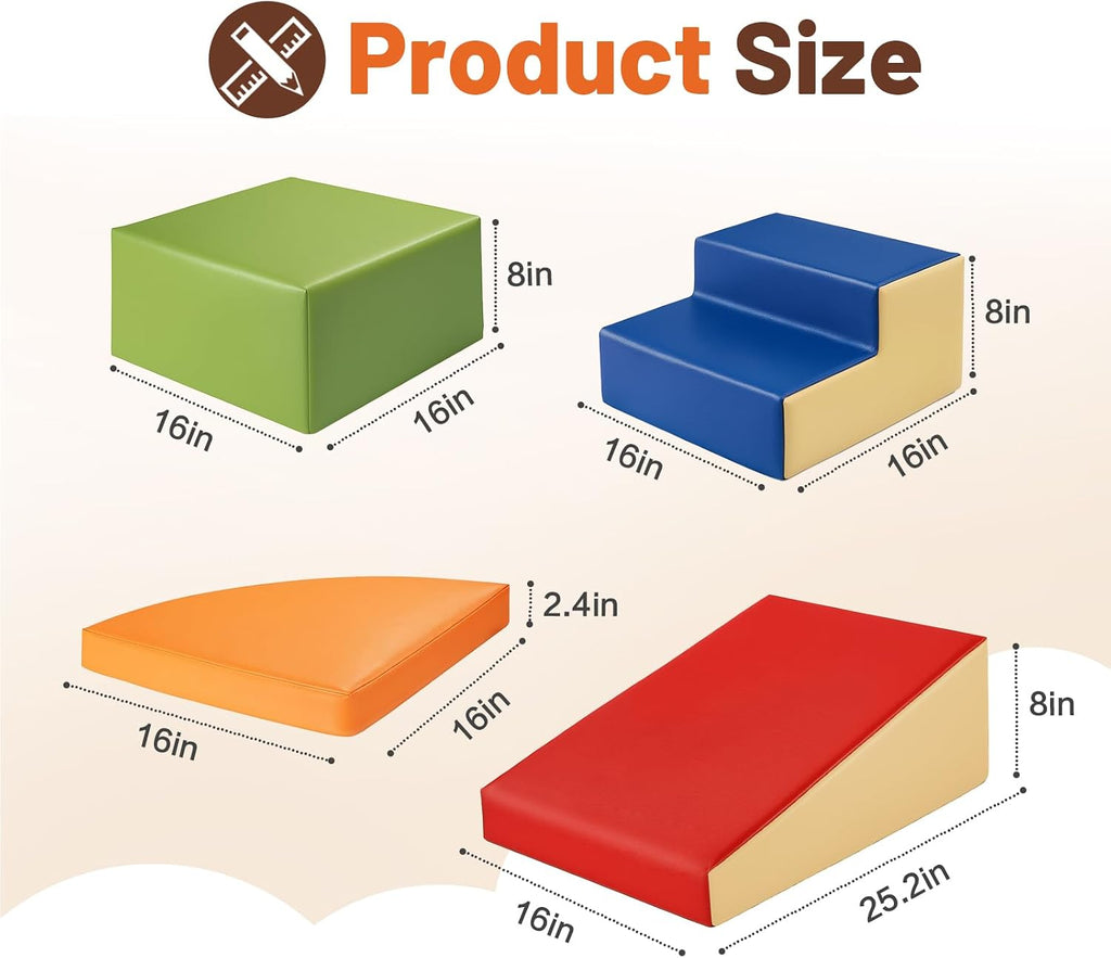 Piece Soft PU Leather Toddlers Climbing Toys, Baby Foam Climbing Blocks for Toddlers, Foam Play Gym Climber