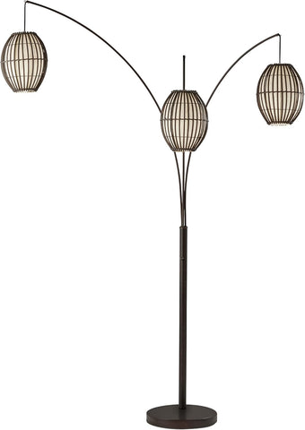 Maui Arc Floor Lamp with 3 Movable Shades & Adjustable Height- Perfect Lighting and Corner Decor, An