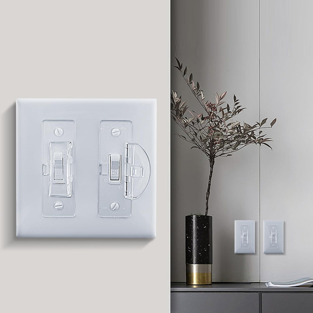 Switch Guard - Light Switch Cover Guard - Childproof - Clear (4pc) - Toggle Switch Compatible - Approximately 3.5"L x
