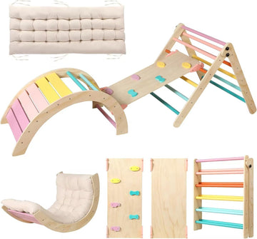 Triangle Set with Cushion Large, 5 in 1 Toddler Climbing Toys Indoor