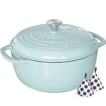 6QT Enameled Cast Iron Dutch Oven with Lid, Versatile Heavy-Duty Cookware Pot for Baking Bread, Braising, Soups &