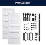 64in x 84in (Double 32x84 Door) White Barn Door with 11FT Sliding Door Hardware Track Kit Included, 