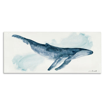 Nautical Humpback Whale Ocean, 20 x 48 Inch Canvas Wall Art
