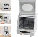 6-Set 110V Countertop Dishwasher, White, 800W, 5L Built-In Tank