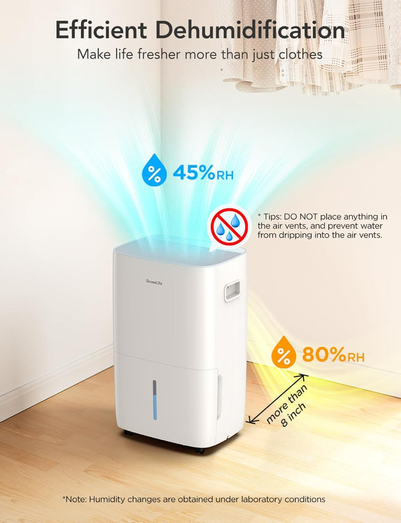 Dehumidifier for Home 4,500 Sq.Ft, 50 to 137 Pint Smart Auto Humidity Control, Drain Hose, 2.0Gal Bucket