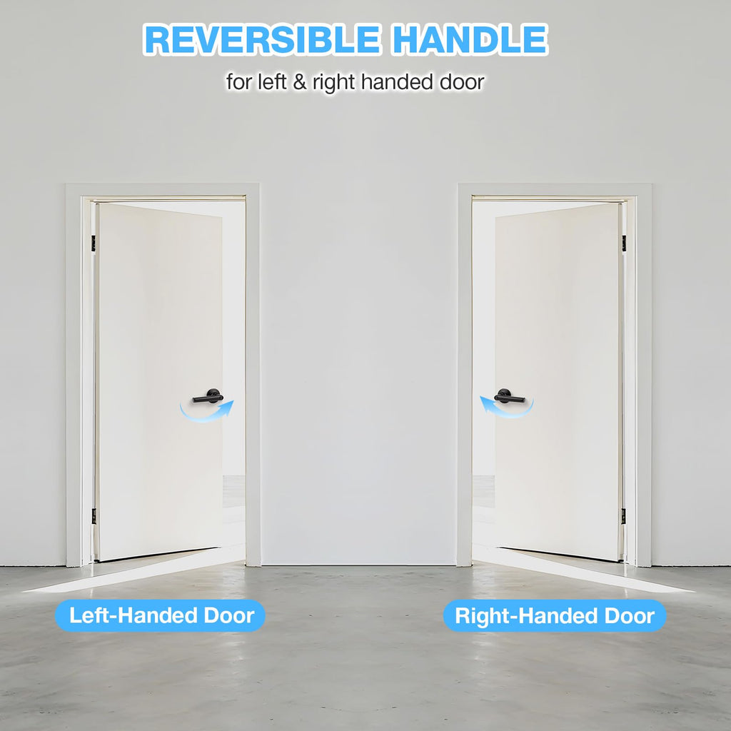 1 Pack Black Privacy Door Handle, Matte Black Door Handles Interior, Heavy Duty Door Levers, Black Bathroom Door
